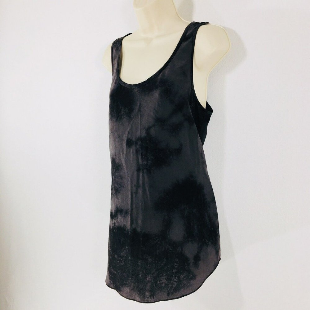 Eileen Fisher Sz S Crystalline Shibori Silk Top Tank TyeDye Gray~Black